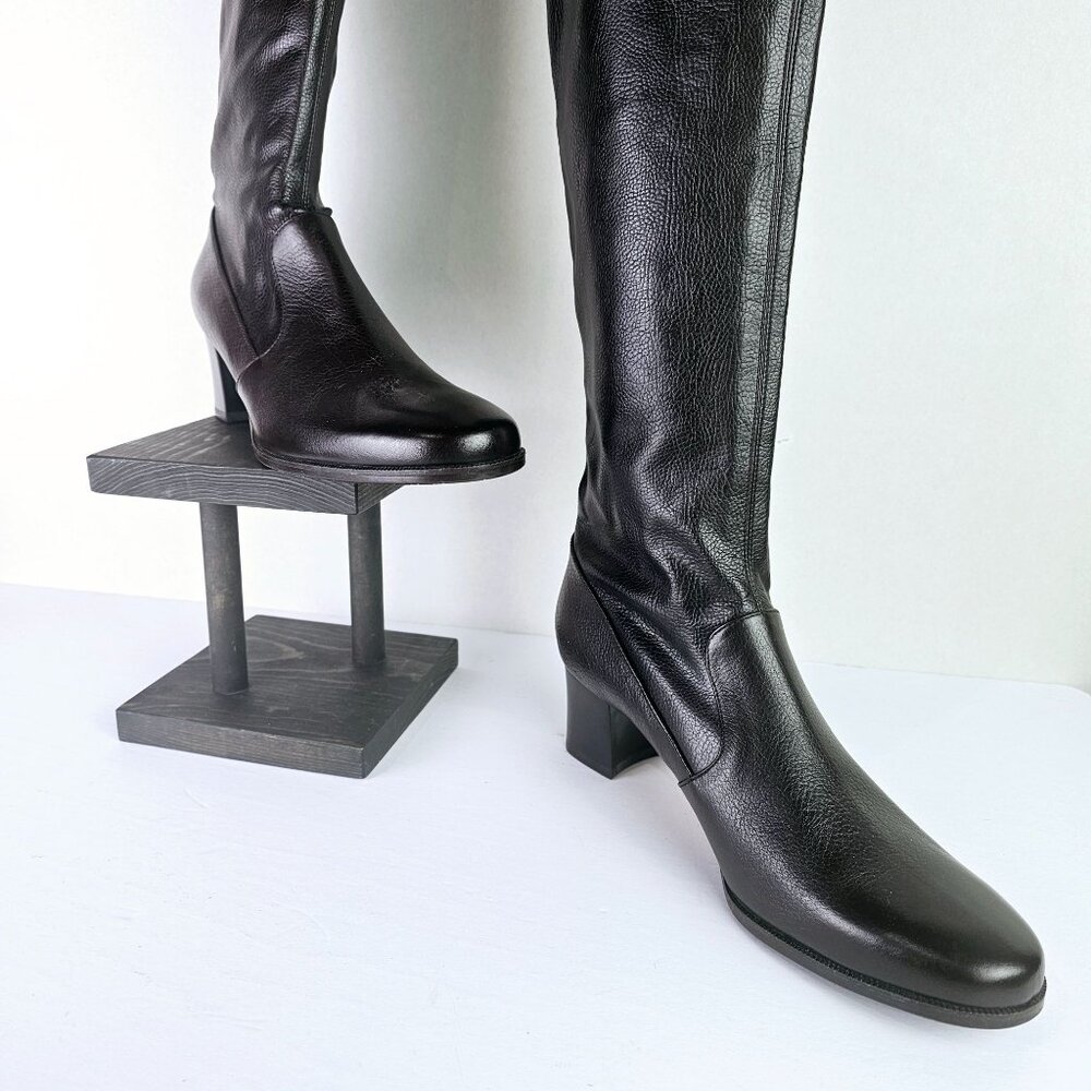 Prevata Tall Brown Nappa Leather Block Heel Pull-on Boot, Italy, $485 MSRP, Sz 9 - Picture 6 of 12